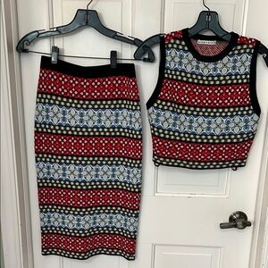 Alice + Olivia Red and Blue Patterned Dress Set